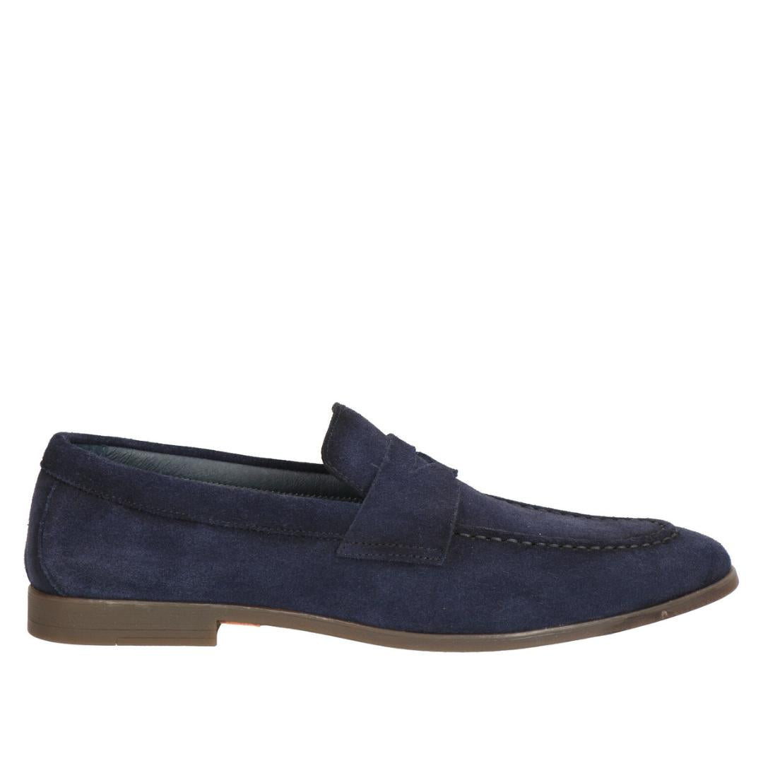 Heren instapper-Blauw suède/nubuck