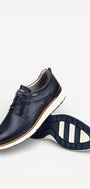 Heren veterschoenen-Blauw leer