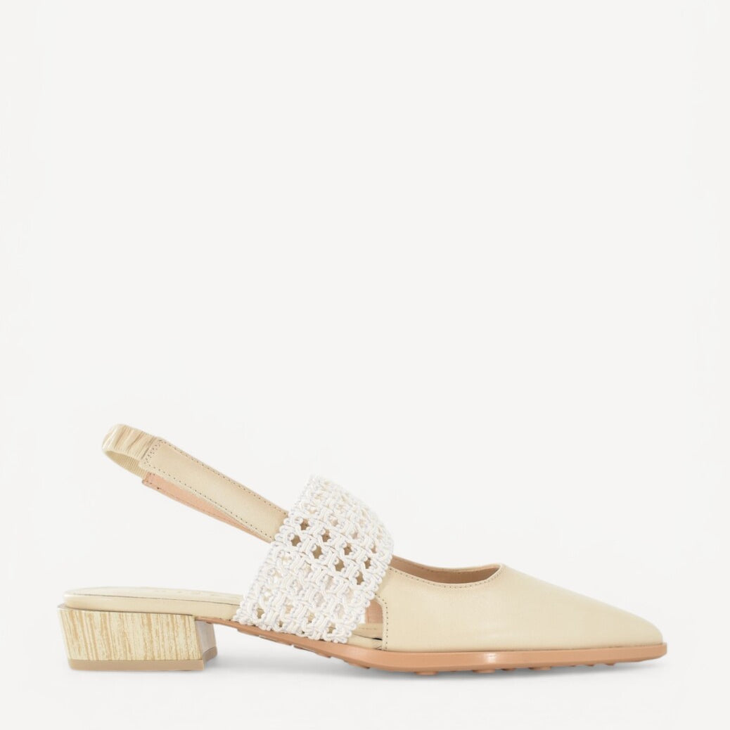 MUIL +SLINGBACK-Beige leer