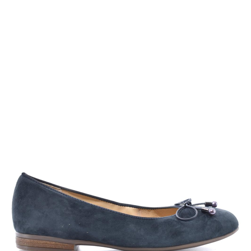 BALLERINAS + PUMPS-Blauw suède/nubuck