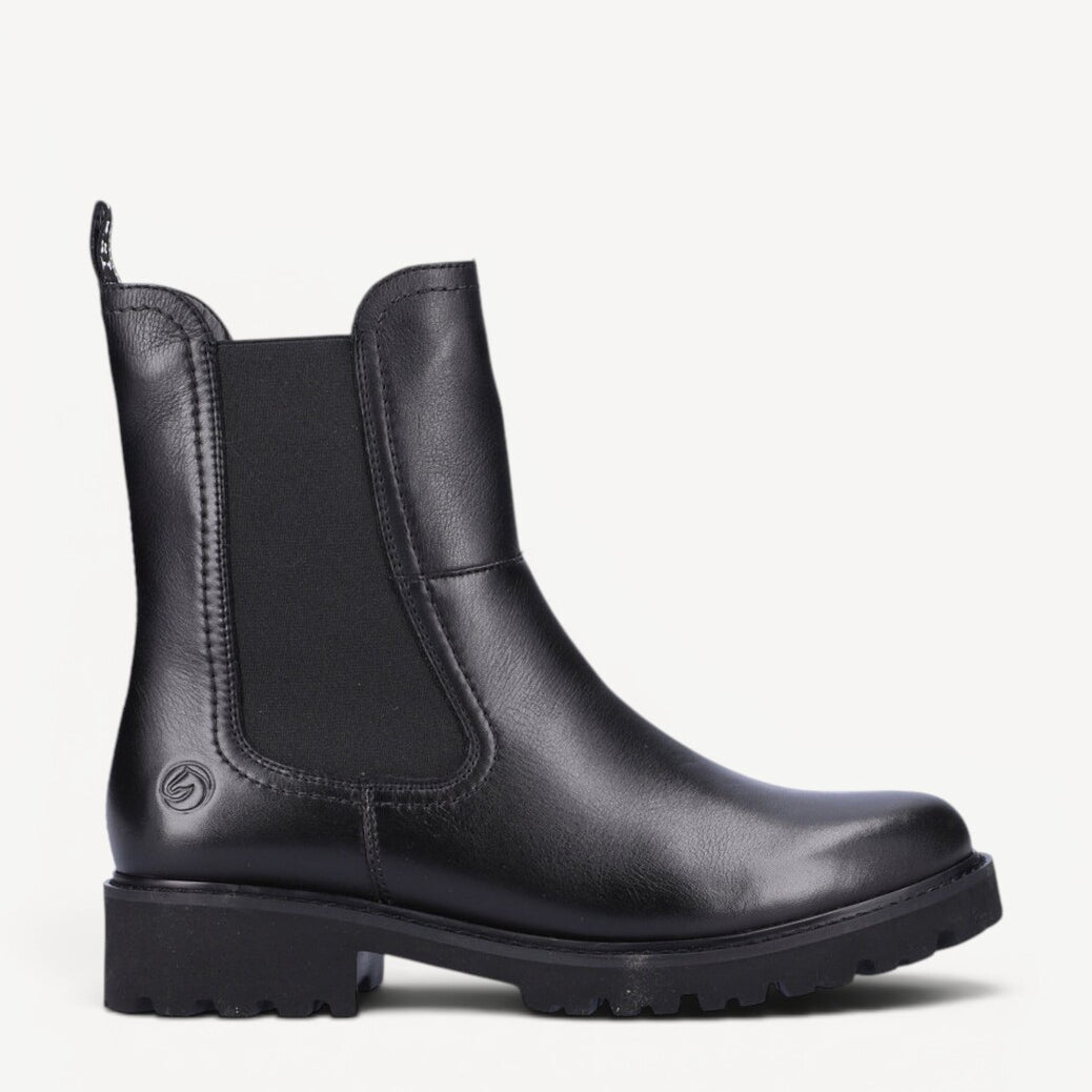 DAMES BOOTS+KORT LAARS-Zwart leer