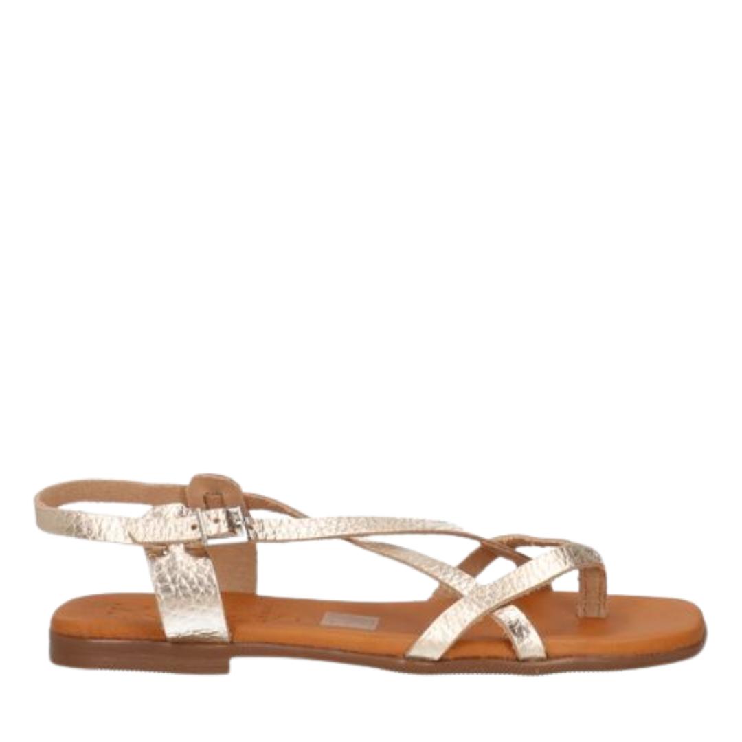 DAMES OPEN SCHOENEN-Goud leer