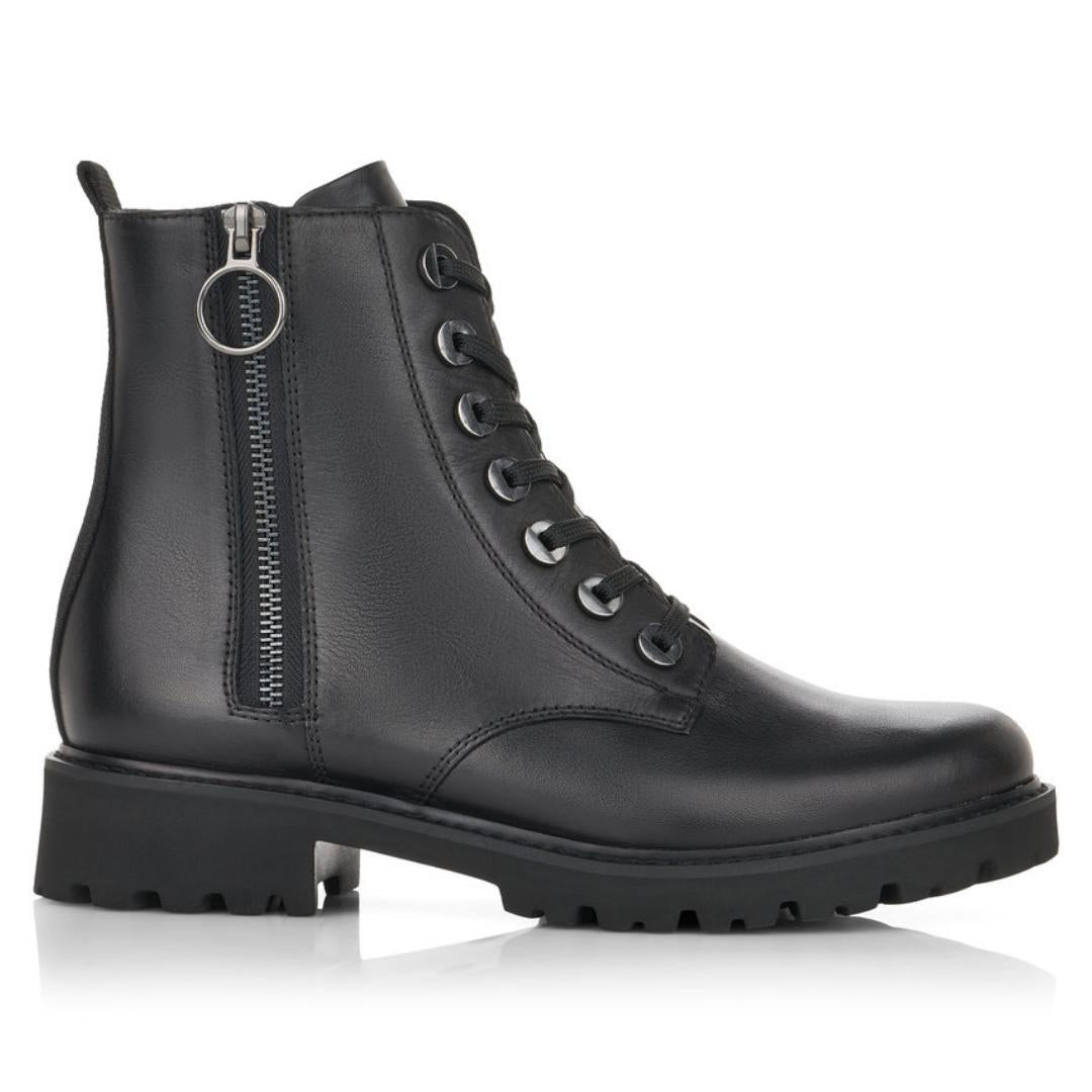 DAMES BOOTS+KORT LAARS-Zwart leer