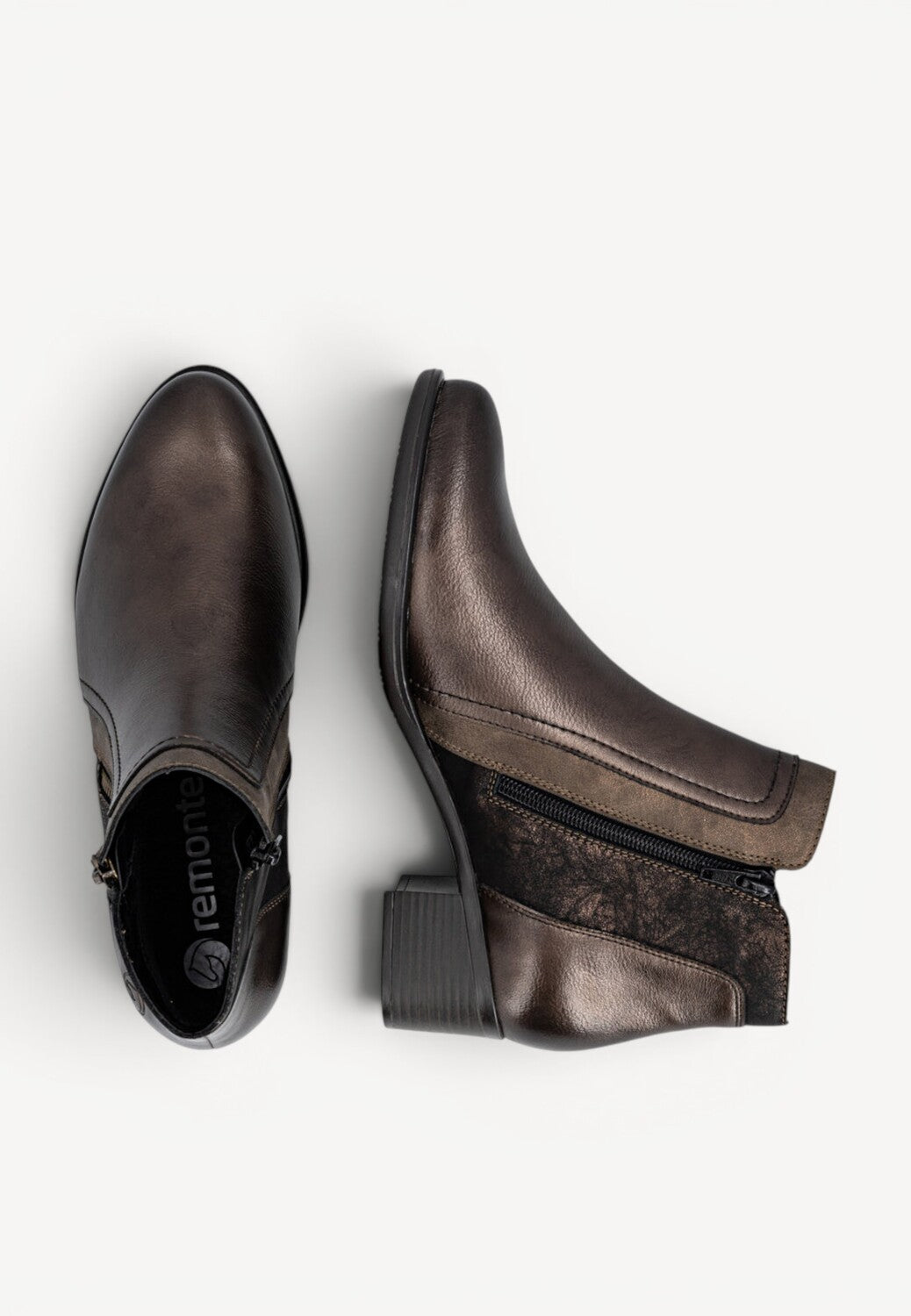 DAMES BOOTS+KORT LAARS-Brons leer