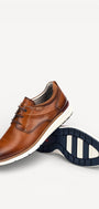 Heren veterschoenen-Bruin leer
