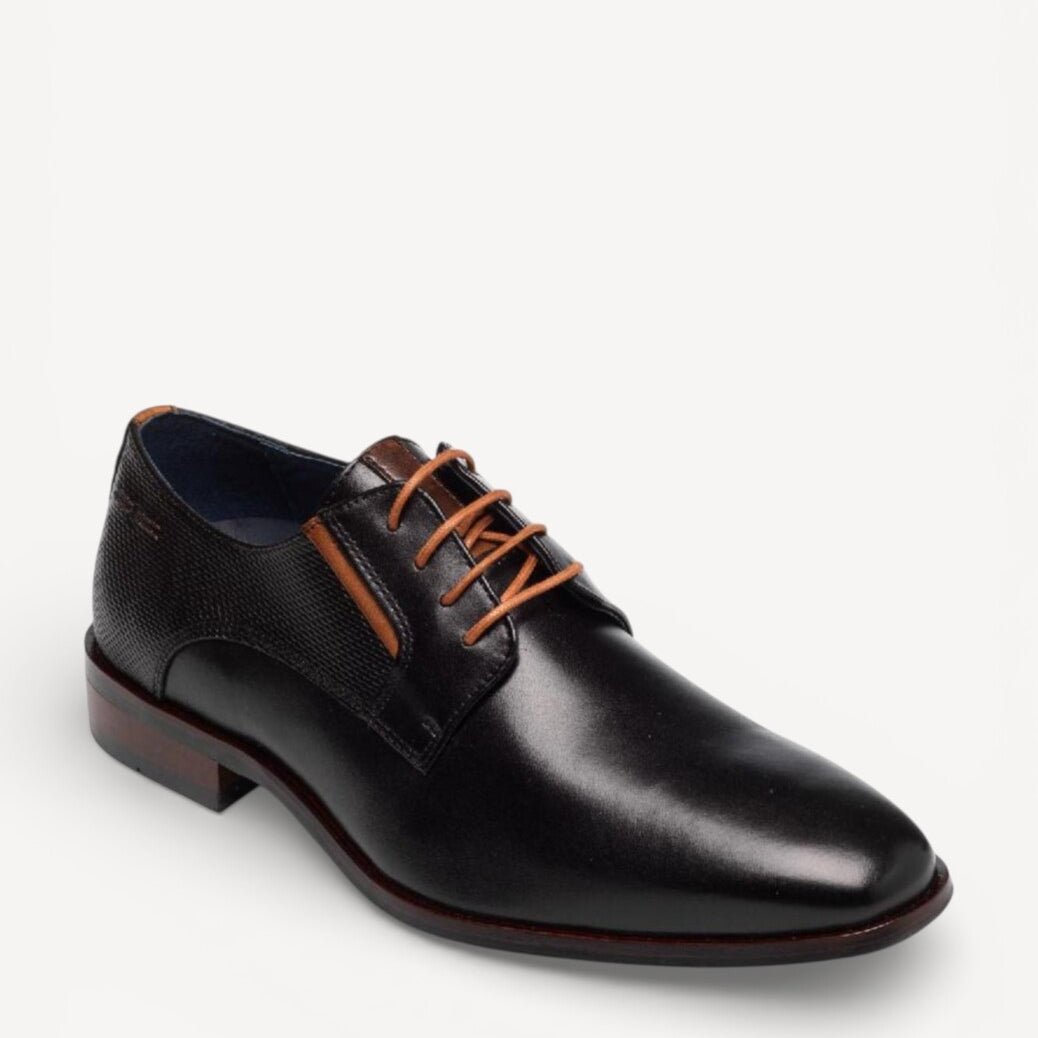 Heren veterschoenen-Zwart leer