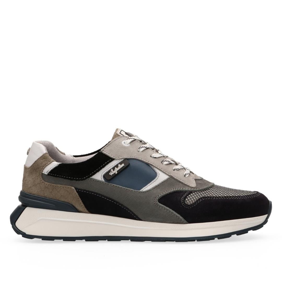 Heren veterschoenen-Blauw suède/nubuck