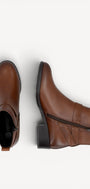 DAMES BOOTS+KORT LAARS-Bruin leer