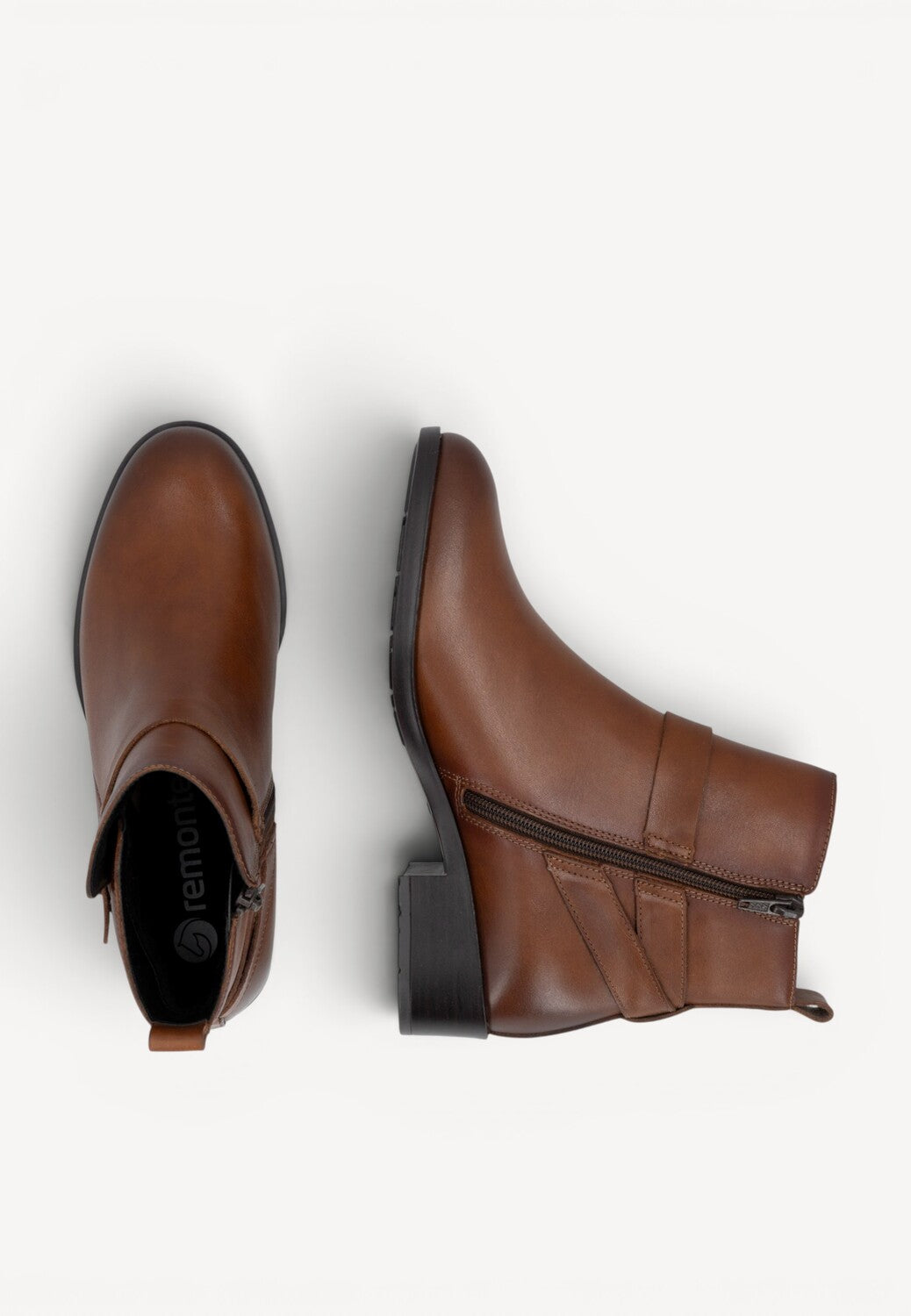 DAMES BOOTS+KORT LAARS-Bruin leer