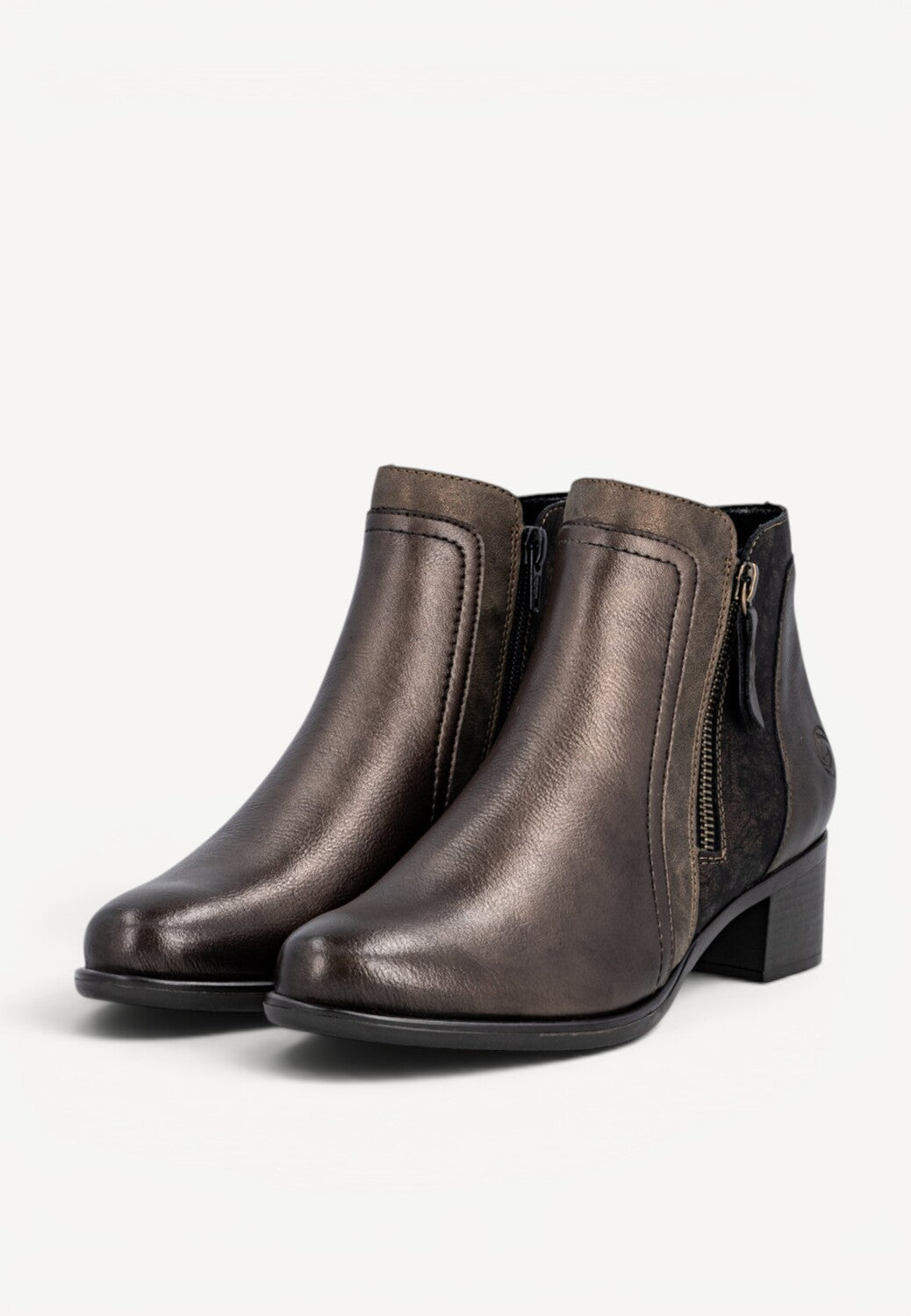 DAMES BOOTS+KORT LAARS-Brons leer