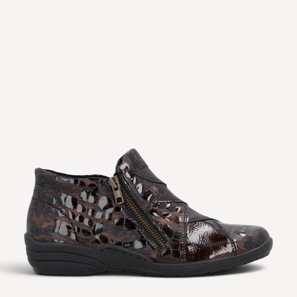 DAMES BOOTS+KORT LAARS-Bruin leer