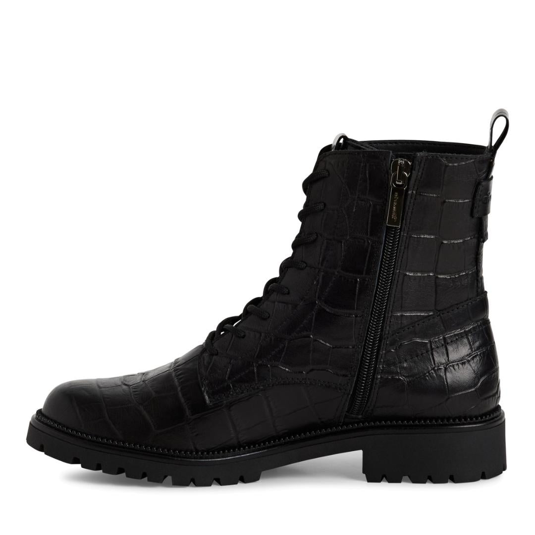 DAMES BOOTS+KORT LAARS-Zwart leer