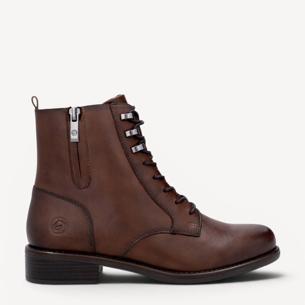 DAMES BOOTS+KORT LAARS-Bruin leer
