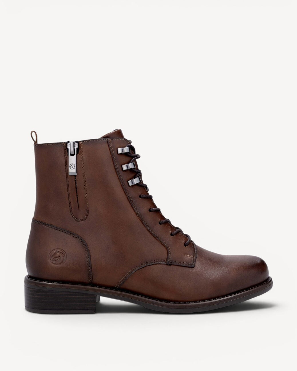 DAMES BOOTS+KORT LAARS-Bruin leer