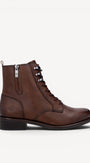 DAMES BOOTS+KORT LAARS-Bruin leer