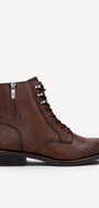 DAMES BOOTS+KORT LAARS-Bruin leer