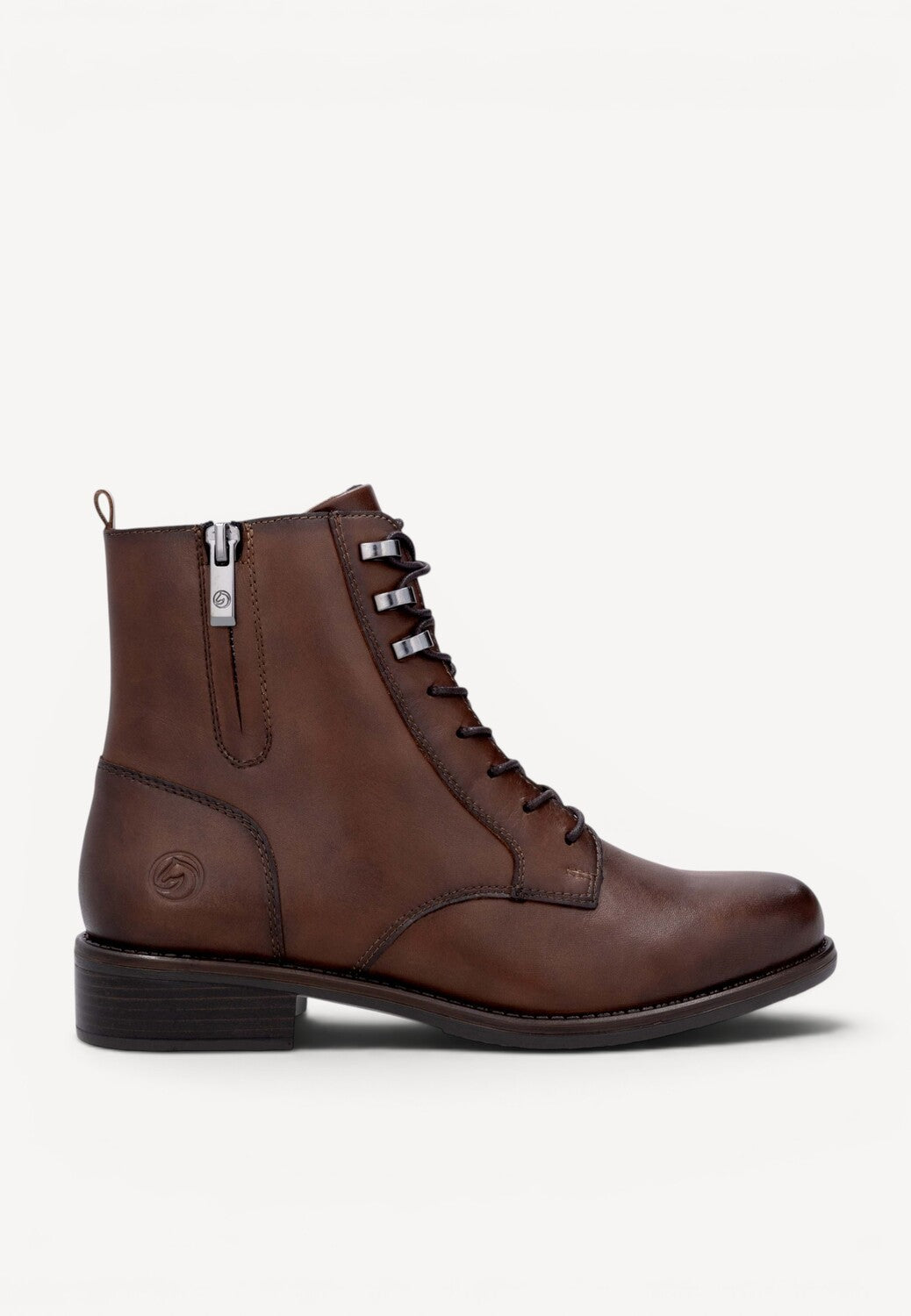 DAMES BOOTS+KORT LAARS-Bruin leer