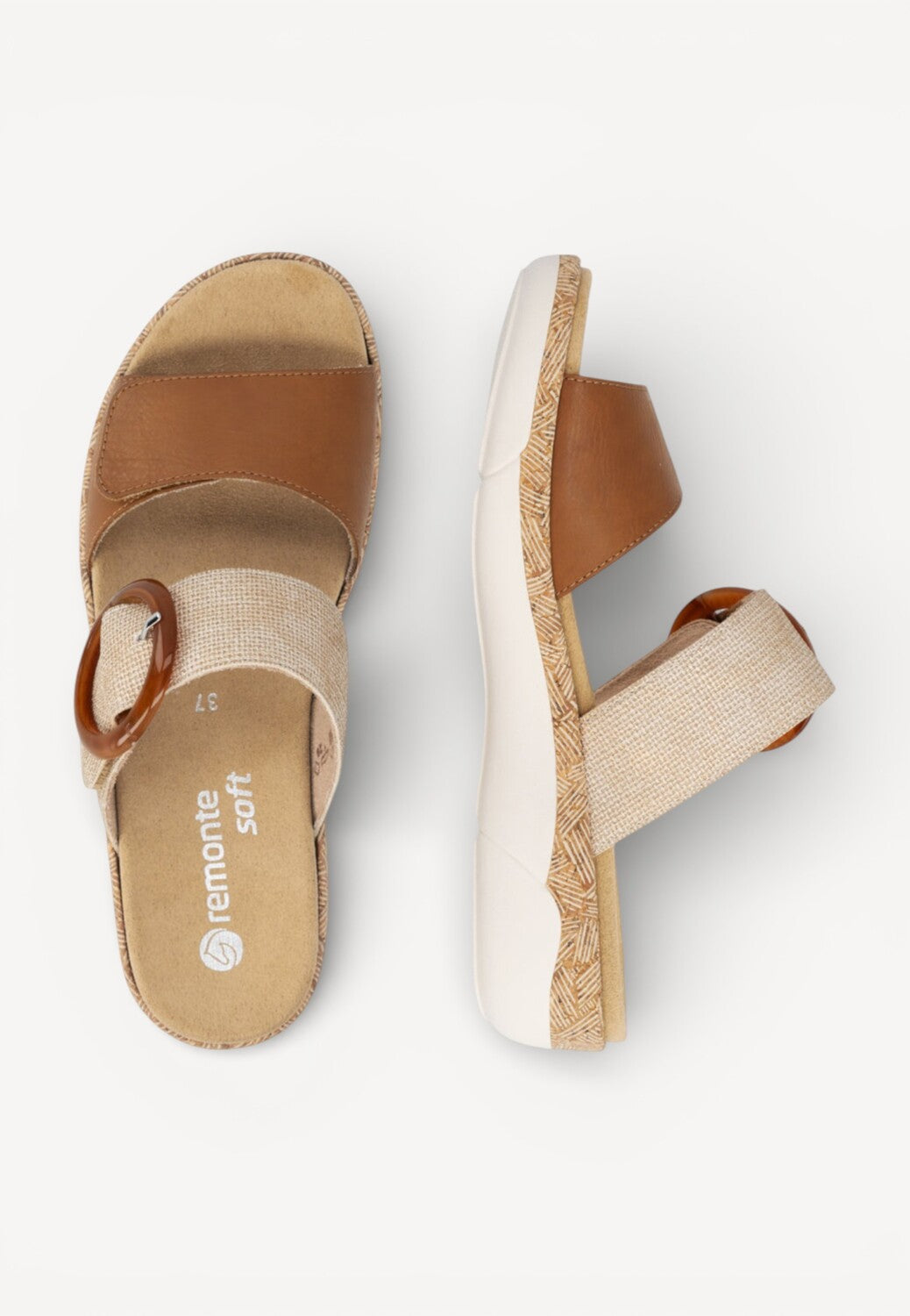 DAMES OPEN SCHOENEN-Bruin combi kleur