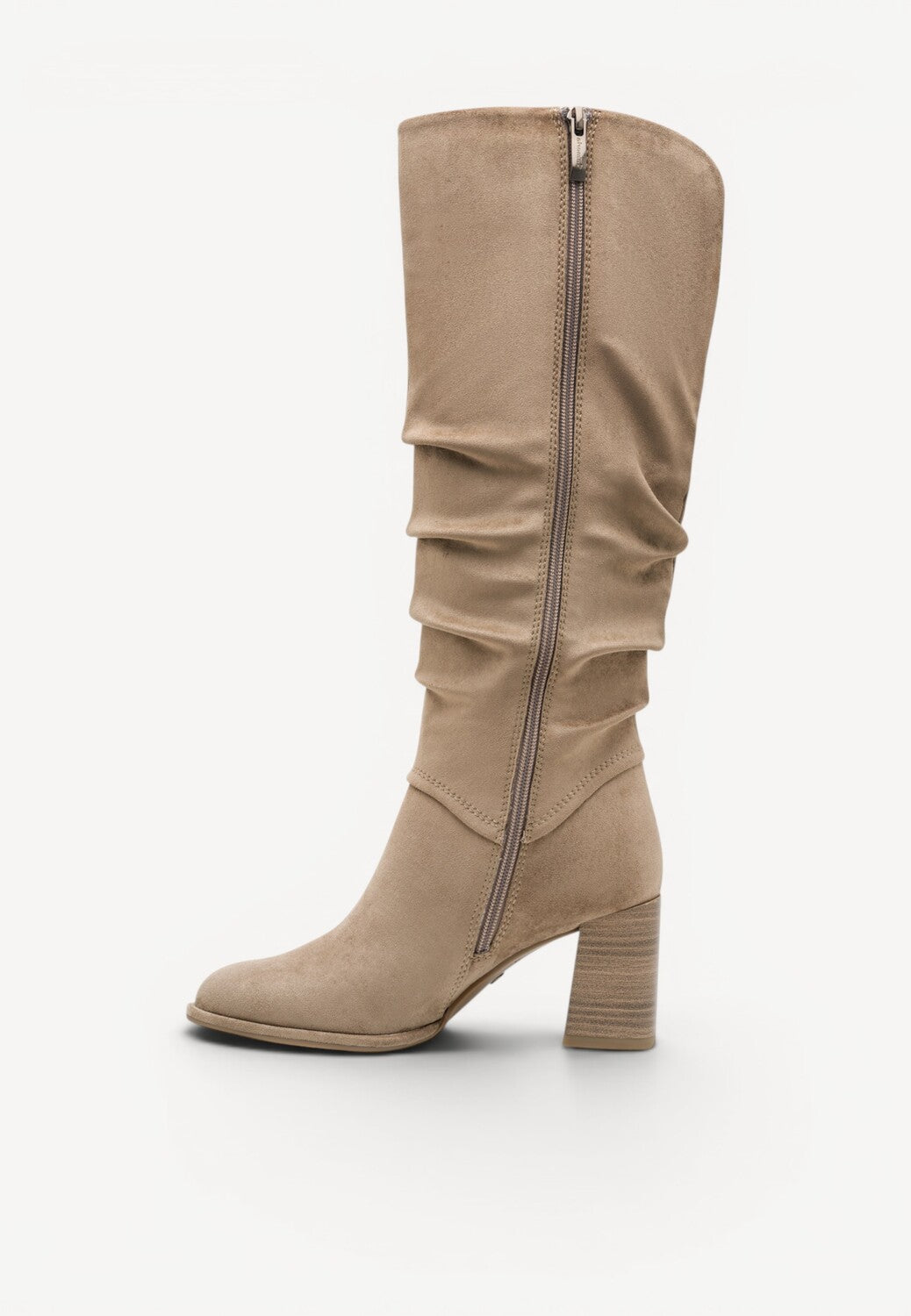 DAMESLAARS LANG/HALFHOOG-Beige suède/nubuck