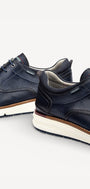 Heren veterschoenen-Blauw leer