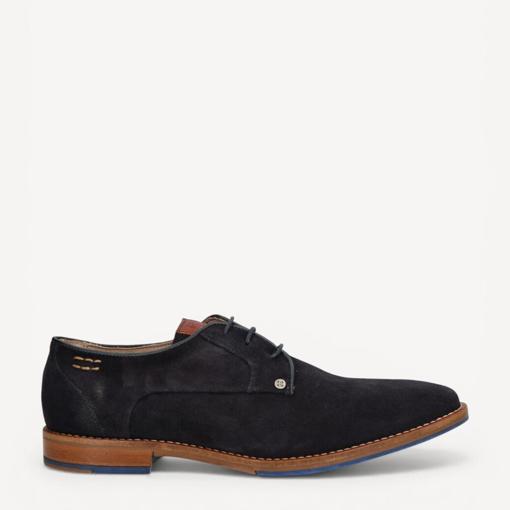 Heren veterschoenen-Blauw suède/nubuck