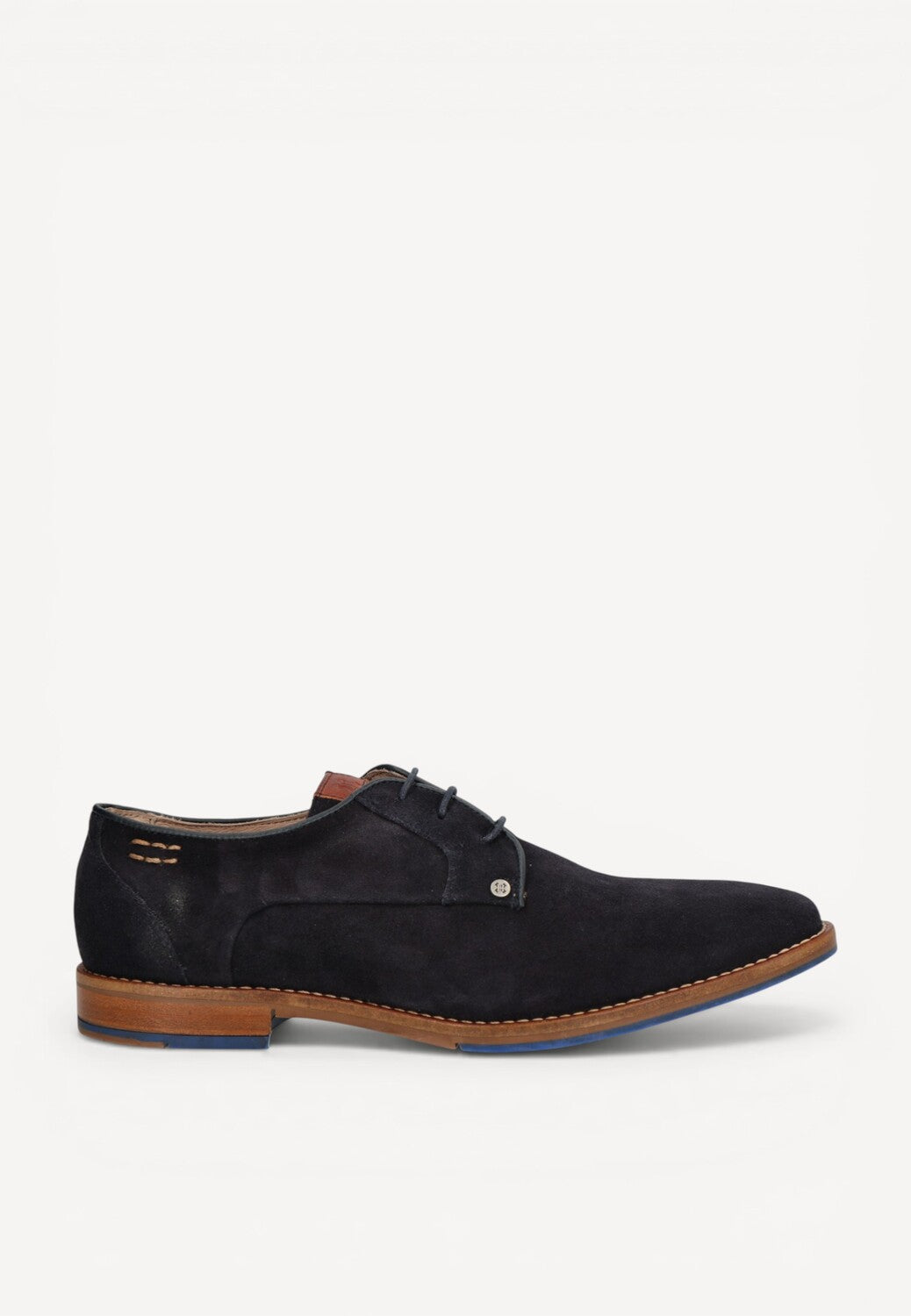 Heren veterschoenen-Blauw suède/nubuck