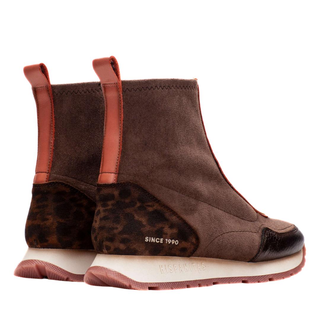 DAMES BOOTS+KORT LAARS-Bruin leer
