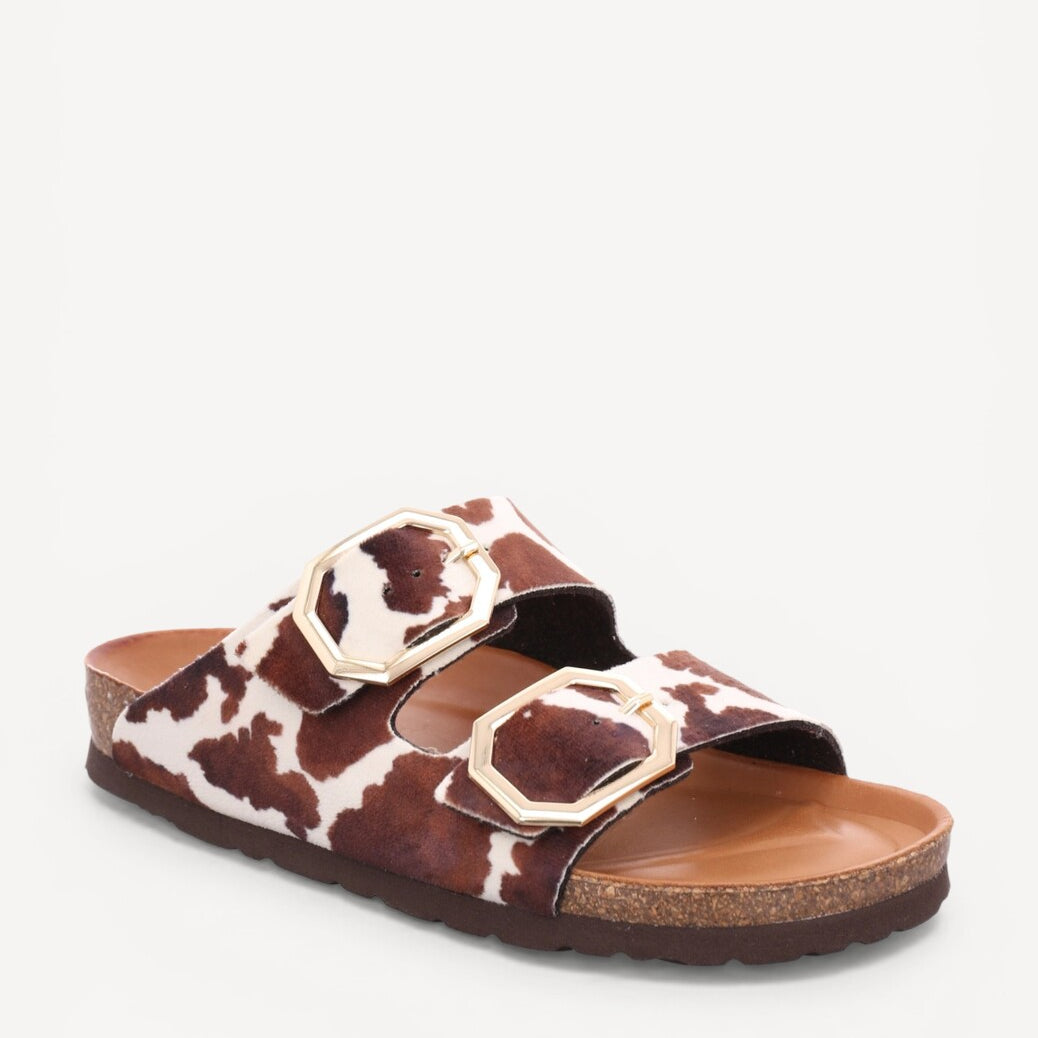 DAMES OPEN SCHOENEN-Bruin combi kleur