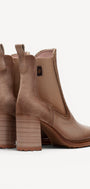 DAMES BOOTS+KORT LAARS-Beige leer