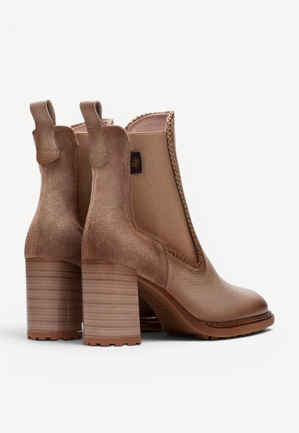 DAMES BOOTS+KORT LAARS-Beige leer