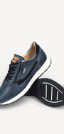 Heren veterschoenen-Blauw leer