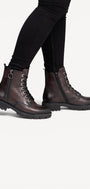 DAMES BOOTS+KORT LAARS-Bruin leer
