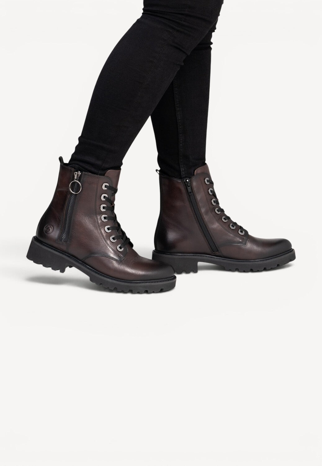 DAMES BOOTS+KORT LAARS-Bruin leer