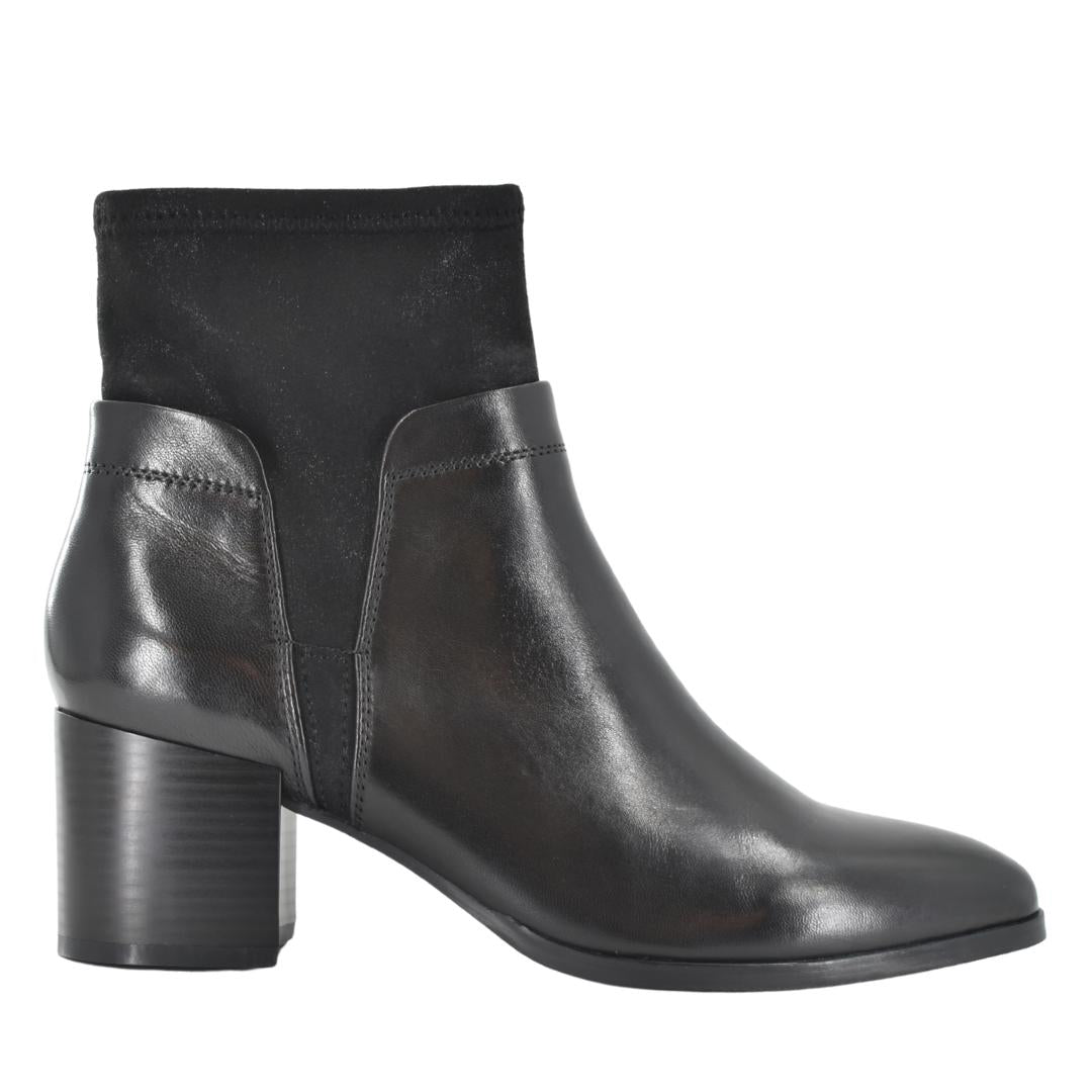 DAMES BOOTS+KORT LAARS-Zwart leer
