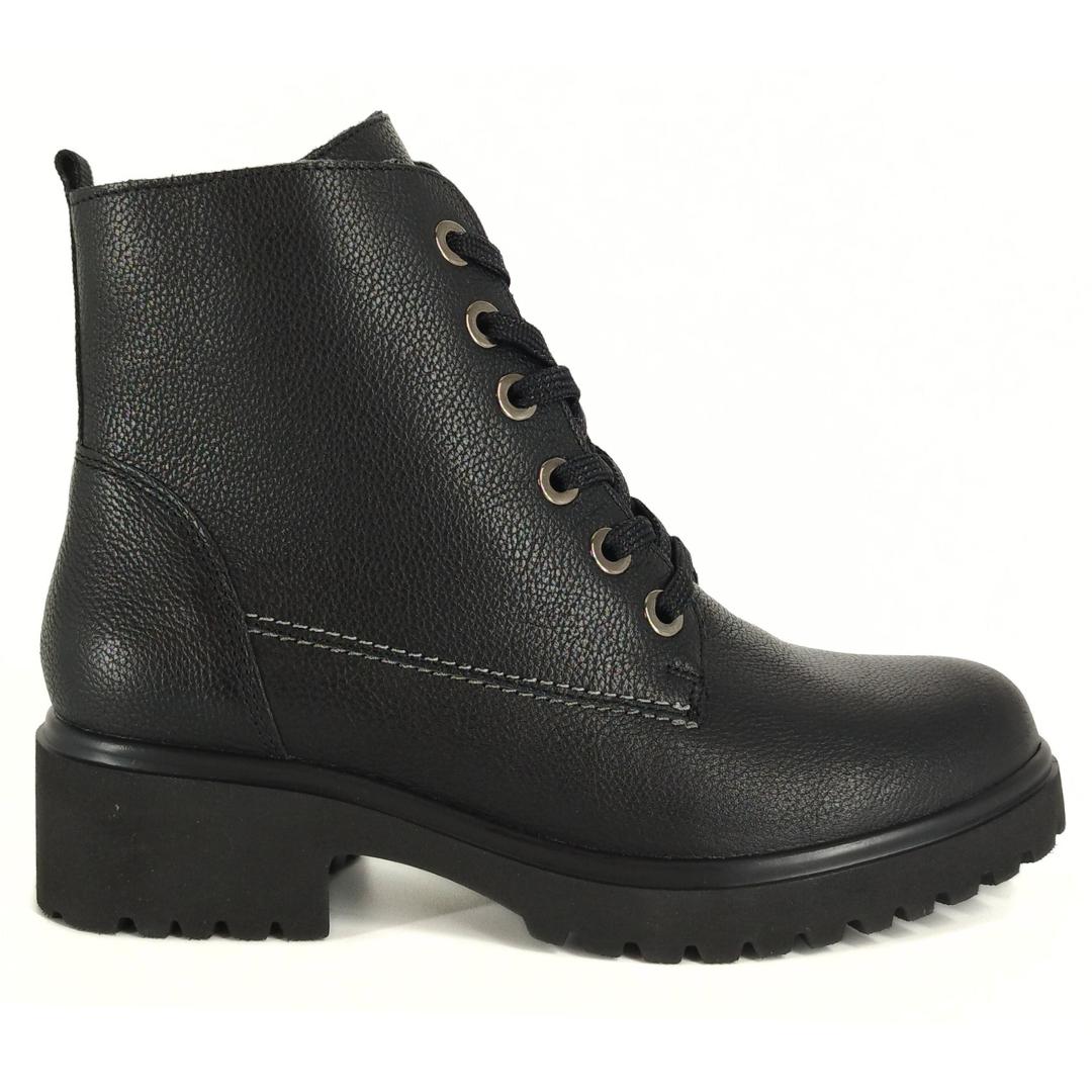 DAMES BOOTS+KORT LAARS-Zwart leer