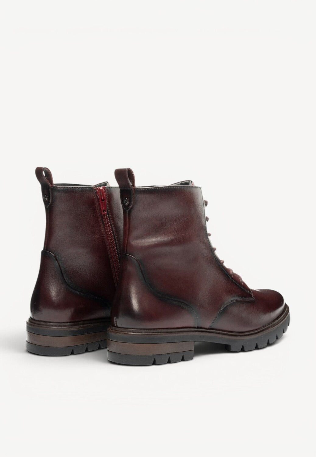 DAMES BOOTS+KORT LAARS-Rood leer