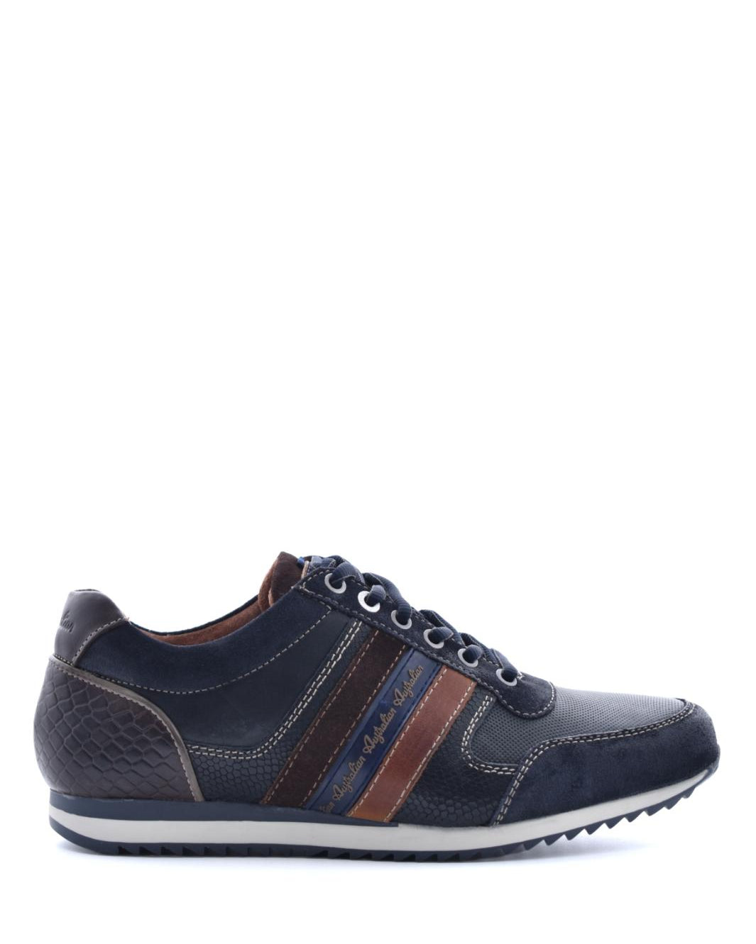 Heren veterschoenen-Blauw leer
