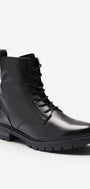 DAMES BOOTS+KORT LAARS-Zwart leer