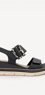 DAMES OPEN SCHOENEN-Zwart leer