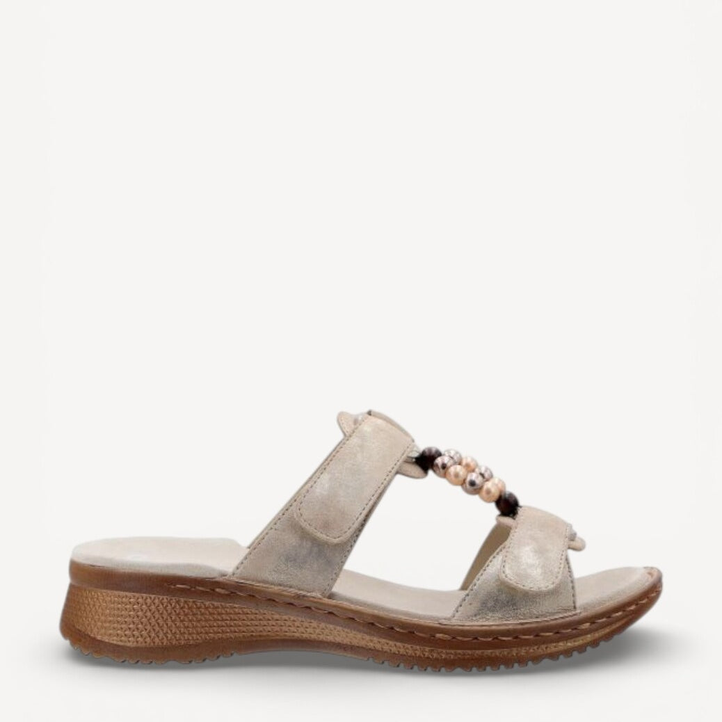 DAMES OPEN SCHOENEN-Beige suède/nubuck