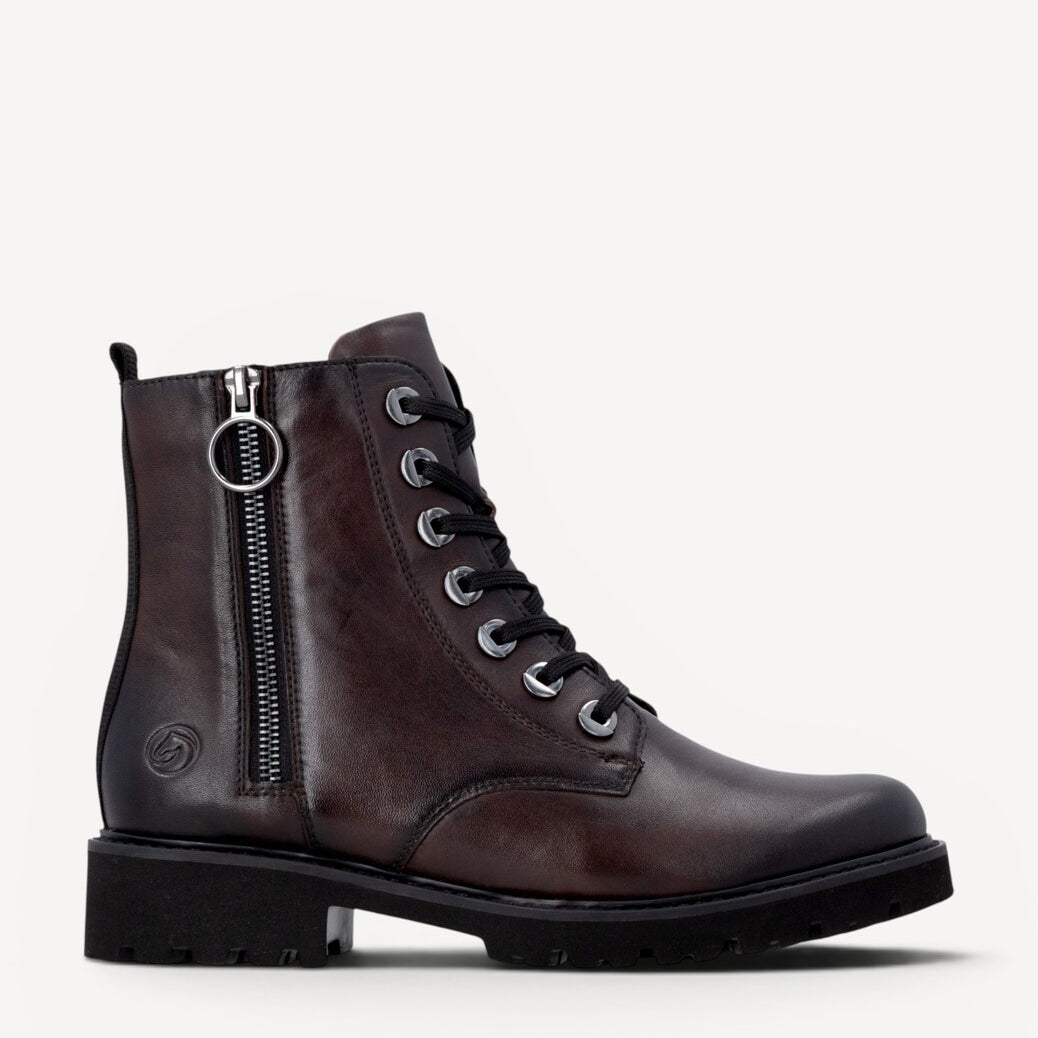 DAMES BOOTS+KORT LAARS-Bruin leer