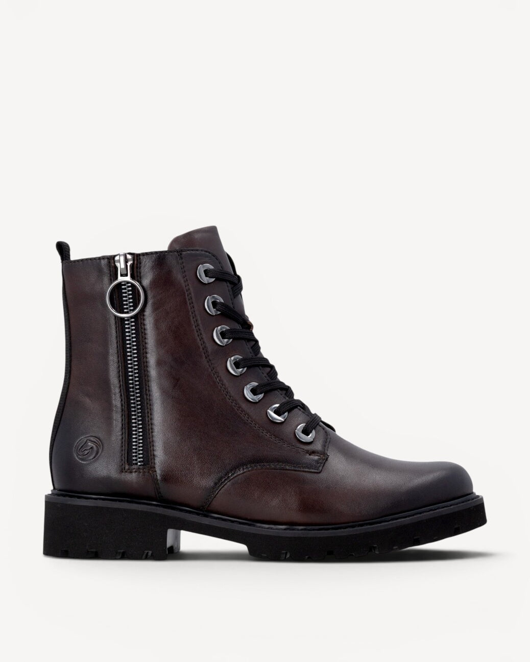 DAMES BOOTS+KORT LAARS-Bruin leer