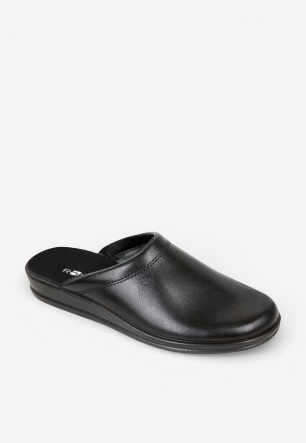 Heren muil pantoffels-Zwart leer