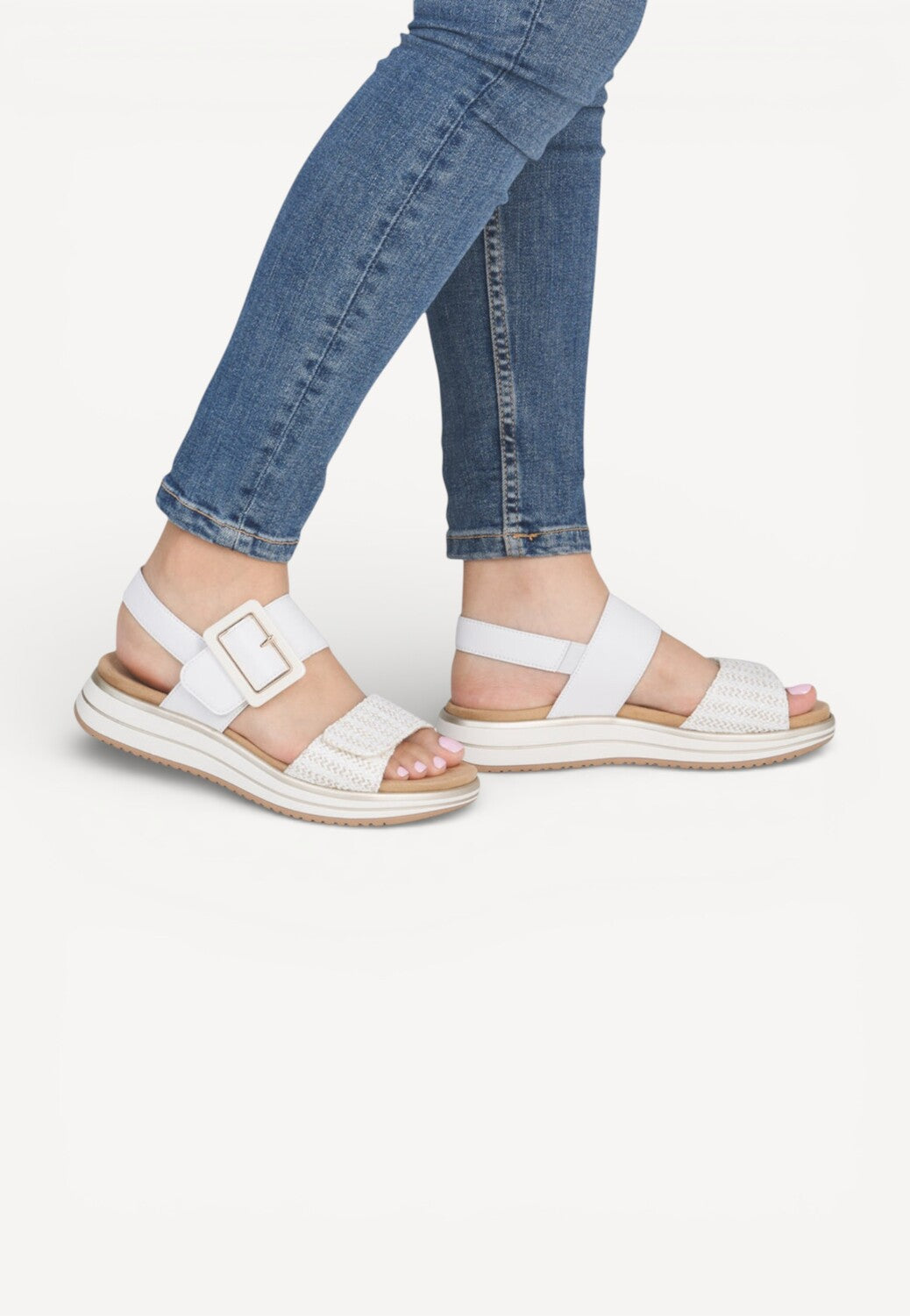 DAMES OPEN SCHOENEN-Wit combi kleur