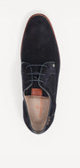 Heren veterschoenen-Blauw suède/nubuck