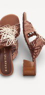 DAMES OPEN SCHOENEN-Bruin combi kleur