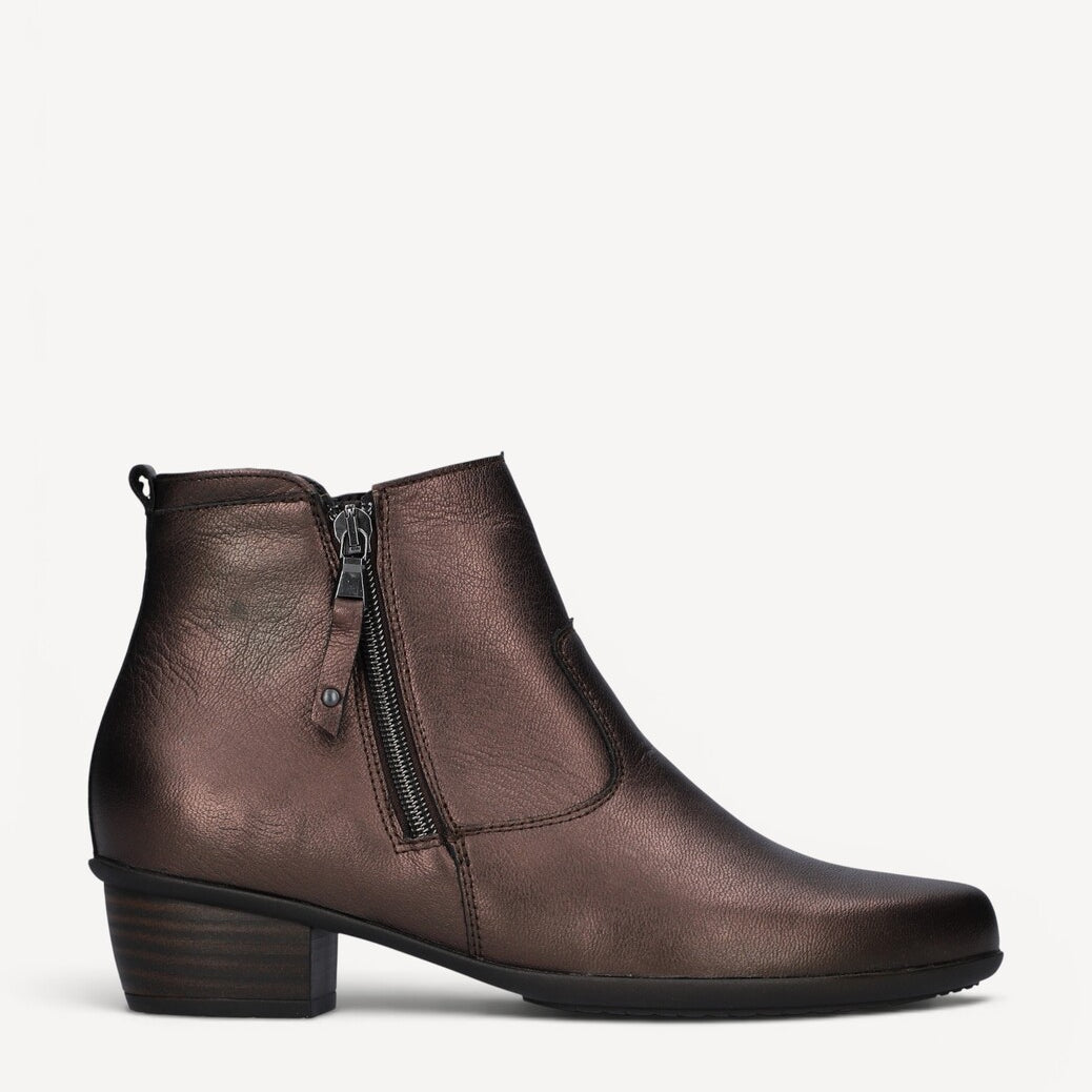 DAMES BOOTS+KORT LAARS-Brons leer