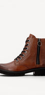 DAMES BOOTS+KORT LAARS-Bruin leer