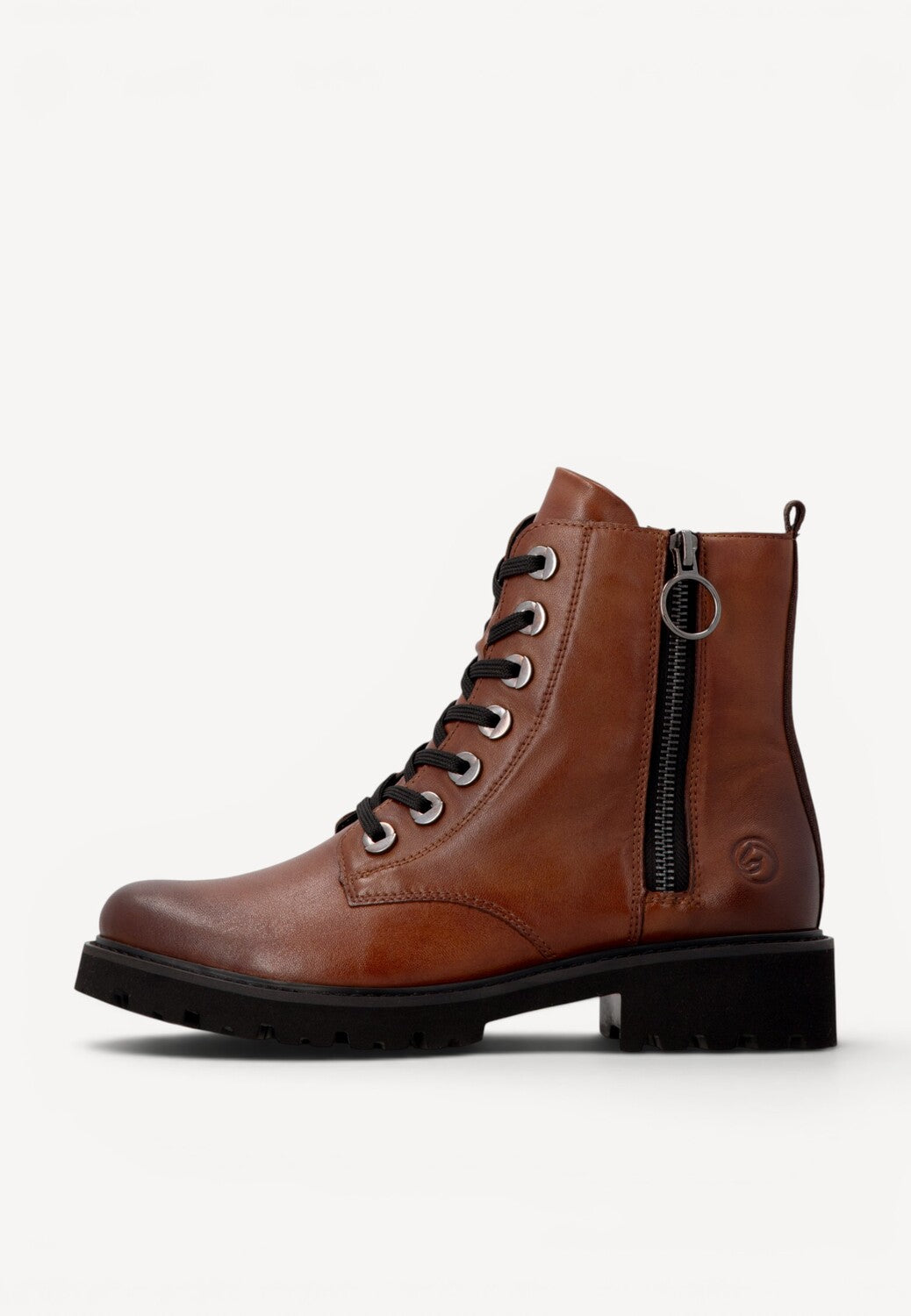 DAMES BOOTS+KORT LAARS-Bruin leer
