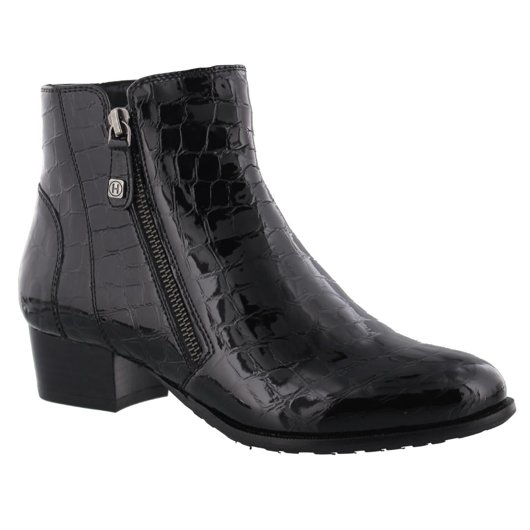 DAMES BOOTS+KORT LAARS-Zwart lak
